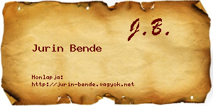 Jurin Bende névjegykártya